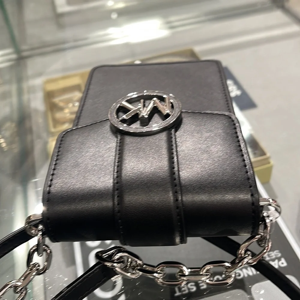 Michael Kors Carmen Small Logo Smartphone Crossbody Bag  Black  NWT